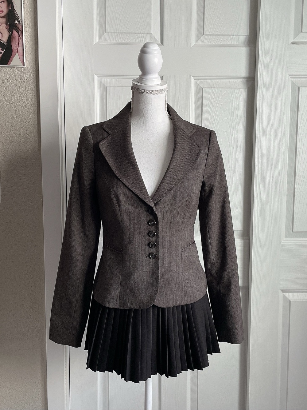 The Limited Tailored Grey Pinstriped Blazer Jacket
